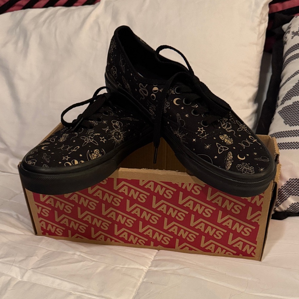 Vans Black Sneakers with Gold Celestial Print